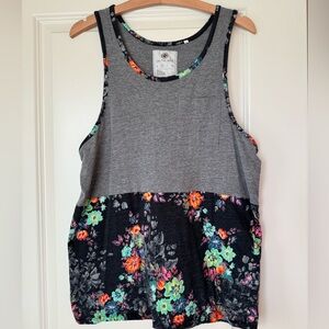 On the Byas Gray and Black Floral Tank Top
